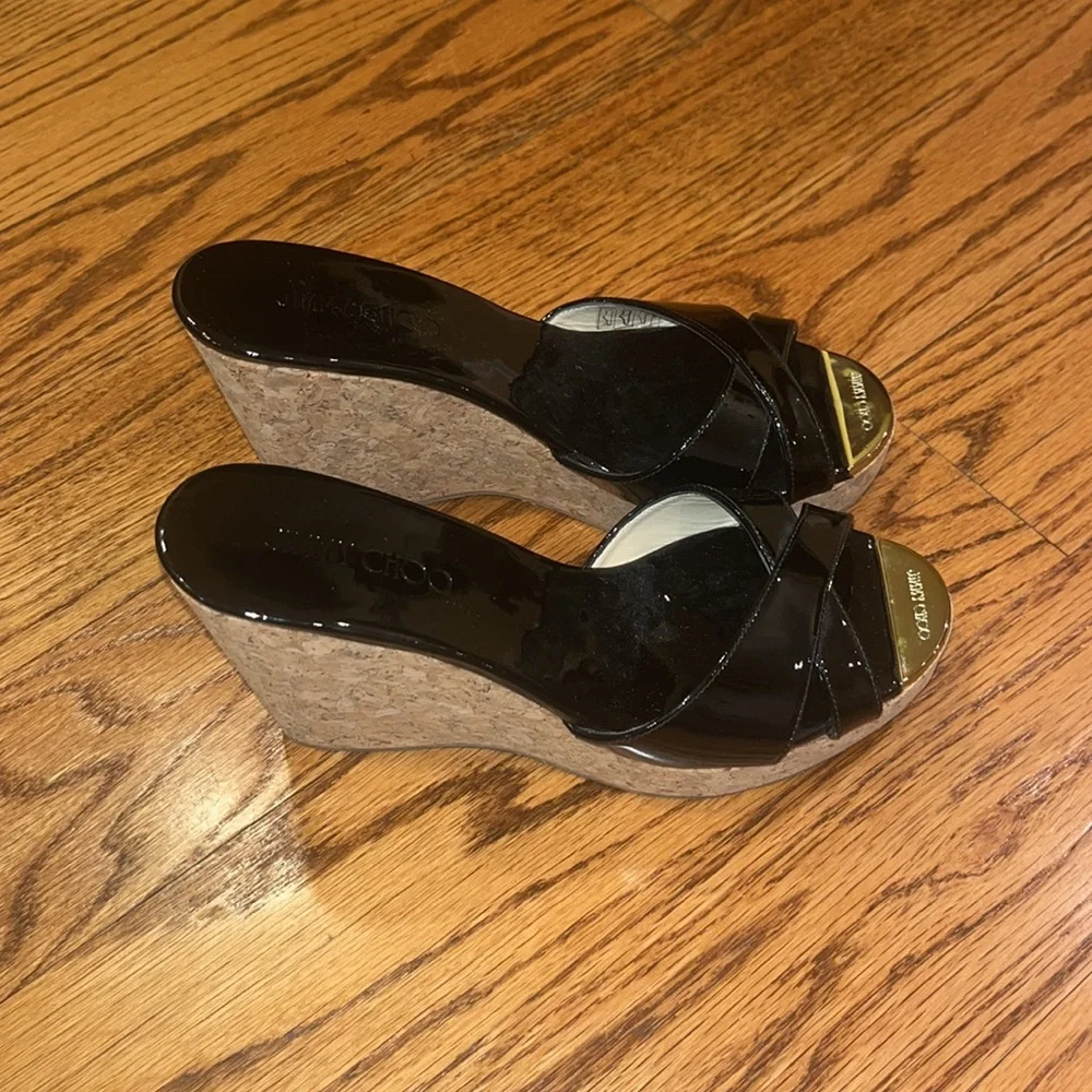 Jimmy Choo Woman’s Black Patent Wedges Size 39.5/9.5